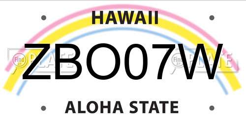 ZBO07W Hawaii License Plate