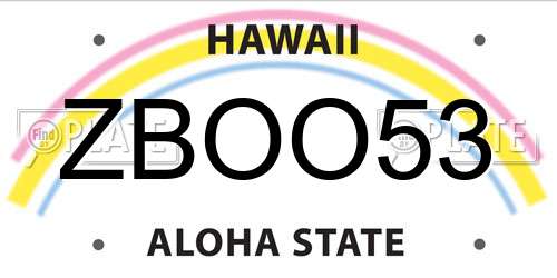 ZBOO53 Hawaii License Plate