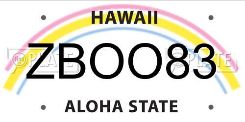 ZBOO83 Hawaii License Plate