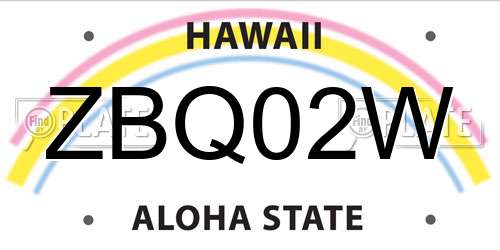 ZBQ02W Hawaii License Plate
