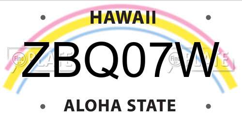 ZBQ07W Hawaii License Plate