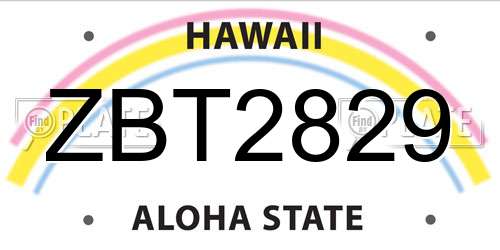 ZBT2829 Hawaii License Plate