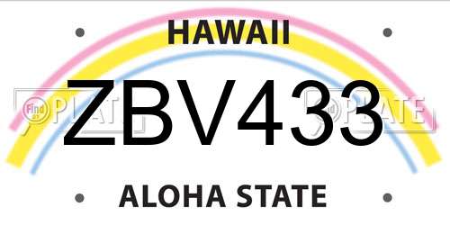 ZBV433 Hawaii License Plate