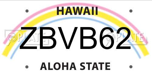 ZBVB62 Hawaii License Plate