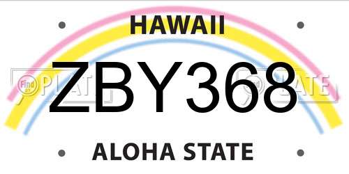 ZBY368 Hawaii License Plate