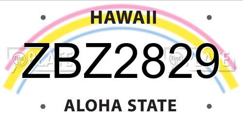 ZBZ2829 Hawaii License Plate