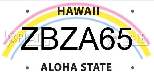 ZBZA65 Hawaii License Plate