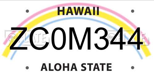 ZC0M344 Hawaii License Plate