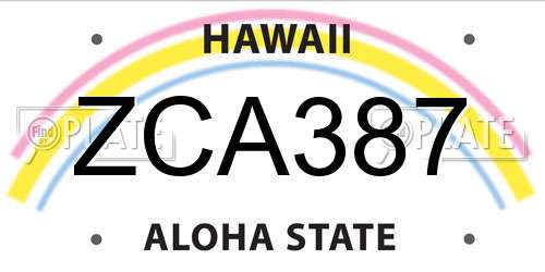 ZCA387 Hawaii License Plate