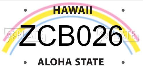 ZCB026 Hawaii License Plate
