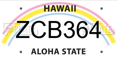 ZCB364 Hawaii License Plate