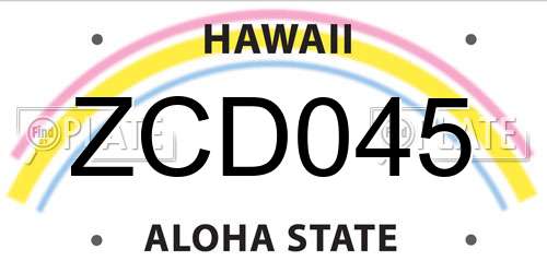 ZCD045 Hawaii License Plate