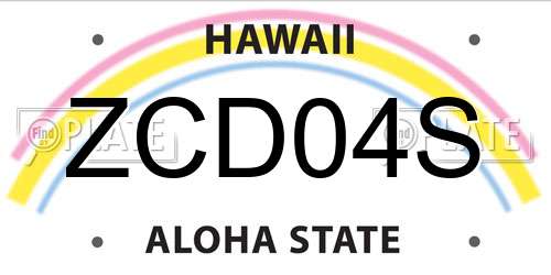 ZCD04S Hawaii License Plate