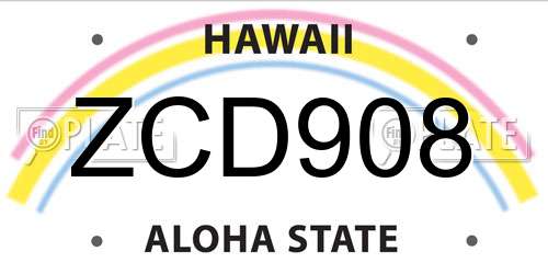 ZCD908 Hawaii License Plate