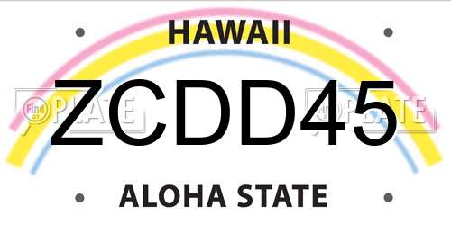 ZCDD45 Hawaii License Plate