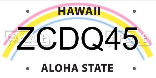ZCDQ45 Hawaii License Plate