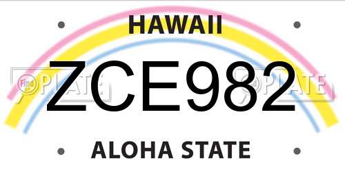ZCE982 Hawaii License Plate