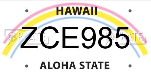ZCE985 Hawaii License Plate