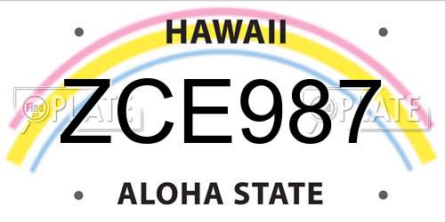 ZCE987 Hawaii License Plate