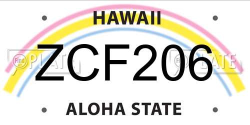 ZCF206 Hawaii License Plate