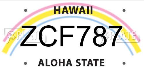 ZCF787 Hawaii License Plate