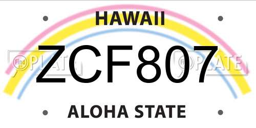 ZCF807 Hawaii License Plate