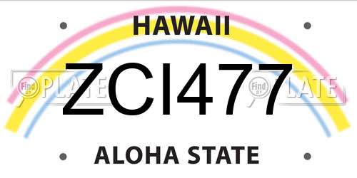 ZCI477 Hawaii License Plate