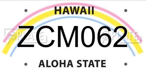ZCM062 Hawaii License Plate