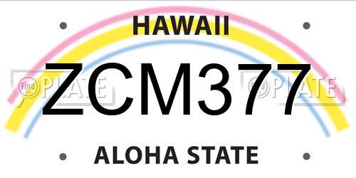 ZCM377 Hawaii License Plate