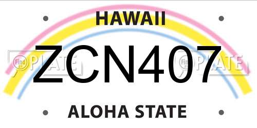 ZCN407 Hawaii License Plate