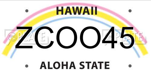 ZCOO45 Hawaii License Plate