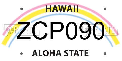 ZCP090 Hawaii License Plate