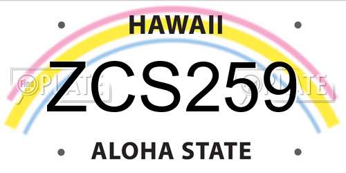 ZCS259 Hawaii License Plate