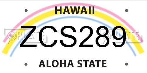 ZCS289 Hawaii License Plate