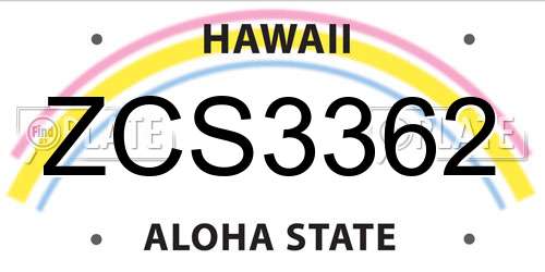 ZCS3362 Hawaii License Plate