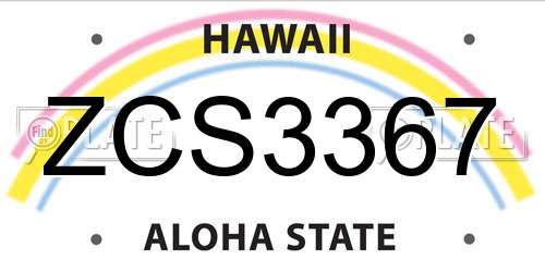 ZCS3367 Hawaii License Plate