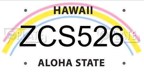 ZCS526 Hawaii License Plate