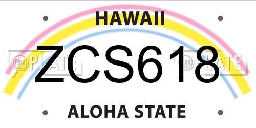 ZCS618 Hawaii License Plate