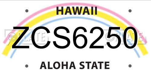 ZCS6250 Hawaii License Plate