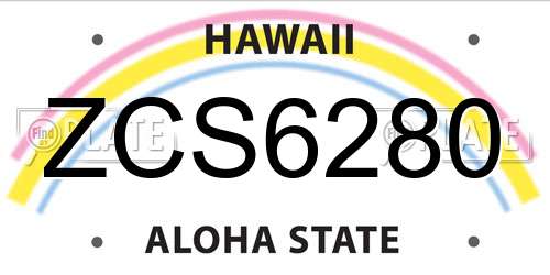ZCS6280 Hawaii License Plate