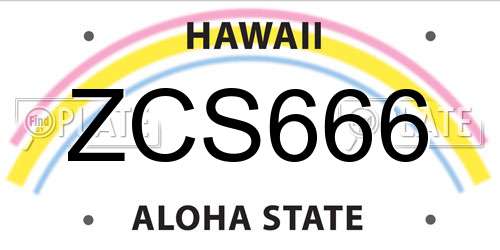 ZCS666 Hawaii License Plate