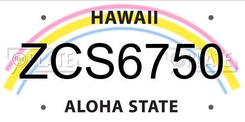 ZCS6750 Hawaii License Plate