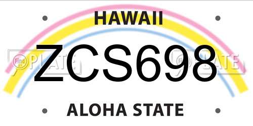 ZCS698 Hawaii License Plate