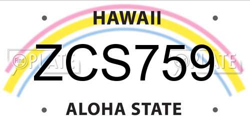 ZCS759 Hawaii License Plate