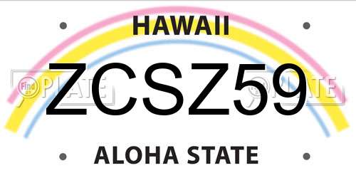 ZCSZ59 Hawaii License Plate