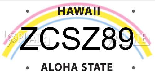 ZCSZ89 Hawaii License Plate