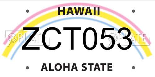 ZCT053 Hawaii License Plate