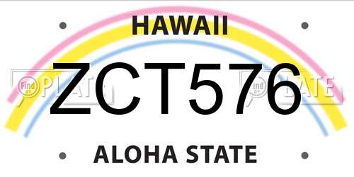 ZCT576 Hawaii License Plate