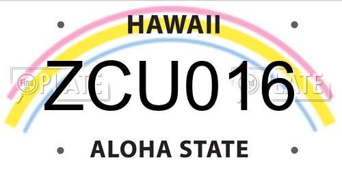 ZCU016 Hawaii License Plate