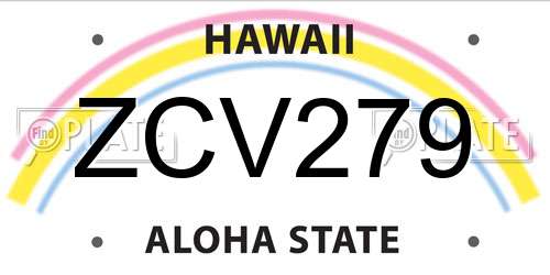ZCV279 Hawaii License Plate